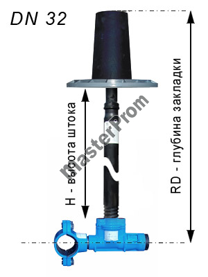 Комплект для врезки в трубопровод с переходом на DN32, высота штока 2000-2500мм